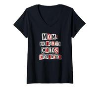 Women's Funny Mom The Ultimate Chaos Coordinator Punk Ransom Note V-Neck T-Shirt