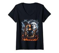 Women's Funny Mona Lisa Unleashed 90s Bootleg Sarcastic Meme V-Neck T-Shirt