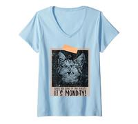 Womens Funny Monday Workdays Quotes for Cat Persons V-Neck T-Shirt