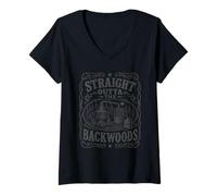 Women's Funny Moonshine Straight Outta The Backwoods Men Women V-Neck T-Shirt