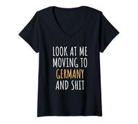 Womens Funny Moving Out of Country Congrats Moving Away to Germany V-Neck T-Shirt