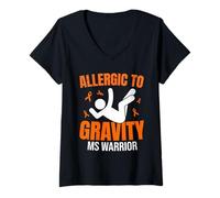 Women's Funny MS Warrior Multiple Sclerosis V-Neck T-Shirt