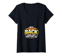 Women's Funny My Back Goes Out More Than I Do Joke V-Neck T-Shirt