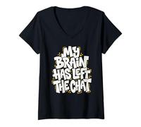 Women's Funny My Brain Has Left The Chat Gen Z Meme V-Neck T-Shirt