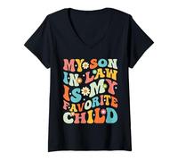 Womens Funny My Son In Law Is My Favourite Child Humorous V-Neck T-Shirt
