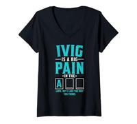 Women's Funny Myasthenia Gravis Warrior IVIG Day Myasthenia Gravis V-Neck T-Shirt