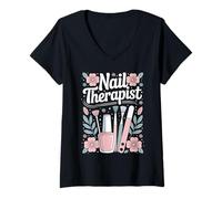 Women's Funny Nail Artist Nail Tech V-Neck T-Shirt