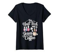 Women's Funny Nail Artist Nail Tech V-Neck T-Shirt