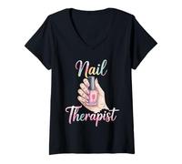 Women's Funny Nail Artist Nail Tech V-Neck T-Shirt