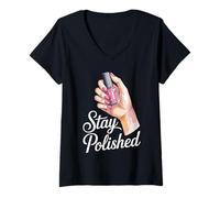 Women's Funny Nail Artist Nail Tech V-Neck T-Shirt