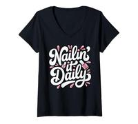 Women's Funny Nail Artist Nail Tech V-Neck T-Shirt