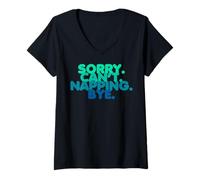 Womens Funny Nap Sleepy Procrastination Quotes Lazy Person Napper V-Neck T-Shirt