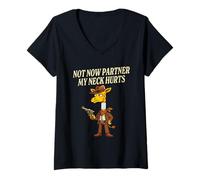 Womens Funny Neck Surgery survivor giraffe Cervical spine recovery V-Neck T-Shirt