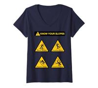 Womens Funny Nerdy Know Your Slopes Algebra Geometry Math Teacher V-Neck T-Shirt
