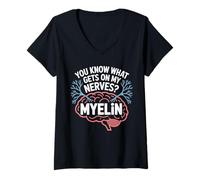 Womens Funny Neuroscience Brain Pun Myelin Science Teacher Student V-Neck T-Shirt