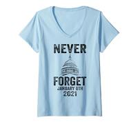 Womens Funny Never Forget 6th January 2021 Distressed V-Neck T-Shirt