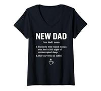 Women's Funny New Dad Definition Coffee Lover Formerly Well Rested V-Neck T-Shirt