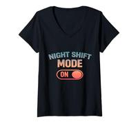Women's Funny Night Shift Worker V-Neck T-Shirt