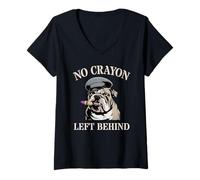 Womens Funny NO Crayon Left Behind Grunt Family Soldier Jarhead Gag V-Neck T-Shirt