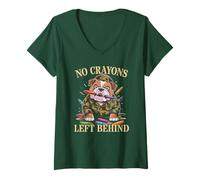 Women's Funny NO Crayons Left Behind Father Military Soldier Dad Son V-Neck T-Shirt