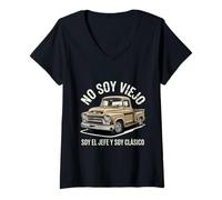 Womens Funny No Soy Viejo Soy El Jefe Classic Latino Funny Graphic V-Neck T-Shirt