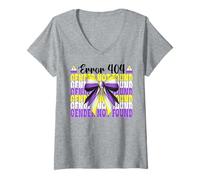Womens Funny Nonbinary Flag Pride Girl Error 404 Gender Not Found V-Neck T-Shirt