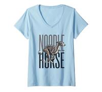 Women's Funny Noodle Horse Sighthound Greyhound Dog Lover V-Neck T-Shirt