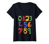 Womens Funny Numbers Day Maths Back To School Teacher Kids Number V-Neck T-Shirt