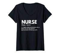 Women's Funny Nurse Definition Humor - Sarcastic RN LPN Nursing V-Neck T-Shirt