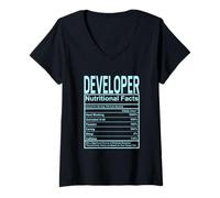 Women's Funny Nutrition Facts Developer V-Neck T-Shirt
