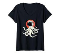 Womens Funny Octopus Alien Gift Outer Space UFO Mars Scifi Mens V-Neck T-Shirt