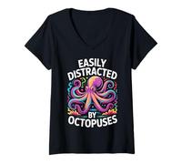 Women's Funny Octopus Biology Ocean Science V-Neck T-Shirt