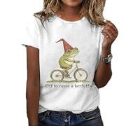 Womens Funny Off to Cause A Kerfuffle Printed Short Sleeve Shirts (White XXL)