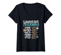 Women's Funny Office Math Breakdown Saying I Always give 100% Work V-Neck T-Shirt