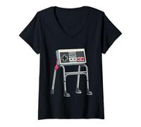Womens Funny Old Gaming Gamer Retro 80s 90s Video Game Old Gamer V-Neck T-Shirt