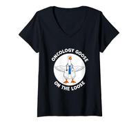 Women's Funny Oncology Goose The Loose Saying Sarcastic V-Neck T-Shirt