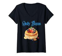 Womens Funny Only Flans cake bakers delight, cheeky, saucy design V-Neck T-Shirt