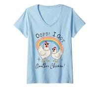 Womens Funny Oops I Got Another Chicken Farm Humor V-Neck T-Shirt