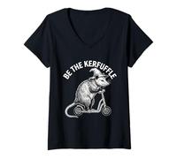 Women's Funny Opossum Be The Kerfuffle Witch Possum On Scooter V-Neck T-Shirt