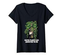 Women's Funny Opossum Meme Maybe Plants are Addicted to Me V-Neck T-Shirt