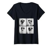 Womens Funny Ostriches with Sunglasses Cool Ostrich Humor Cute Meme V-Neck T-Shirt