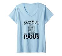 Womens Funny Over The Hill Please Be Patient I'm from 1900s Jukebox V-Neck T-Shirt