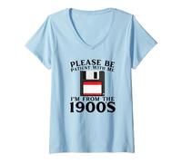 Womens Funny Over The Hill Please Be Patient I'm from The 1900's V-Neck T-Shirt