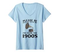 Womens Funny Over The Hill Please Be Patient I'm from The 1900's V-Neck T-Shirt