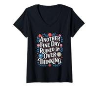 Women's Funny Overthinking Psychology Motivation Wellbeing Therapy V-Neck T-Shirt