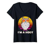 Womens Funny Owl Sunglasses Retro Vintage I'm A Hoot Bird Lover V-Neck T-Shirt