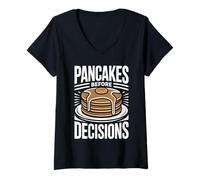 Women's Funny Pancakes Before Decisions V-Neck T-Shirt