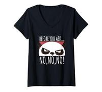 Womens Funny Panda Before You Ask No No No Wild Animal Panda V-Neck T-Shirt