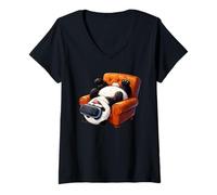 Women's Funny Panda Wearing VR Headset V-Neck T-Shirt