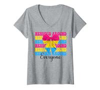 Womens Funny Pansexual Pan Pride Flag LGBTQ Nervous Around Everyone V-Neck T-Shirt